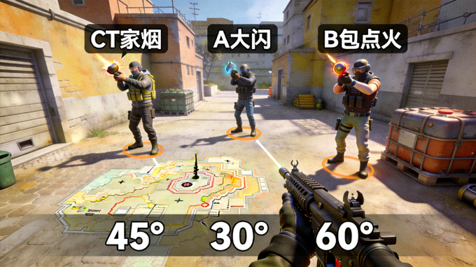 CSGO职业选手投掷物点位高清3D演示图