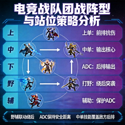 电竞战队团战阵型与站位策略分析示意图
