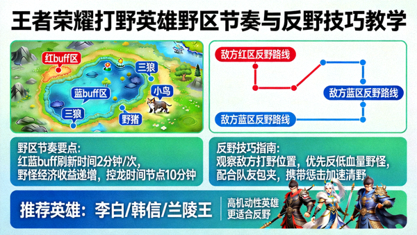 王者荣耀打野英雄野区节奏与反野技巧教学图